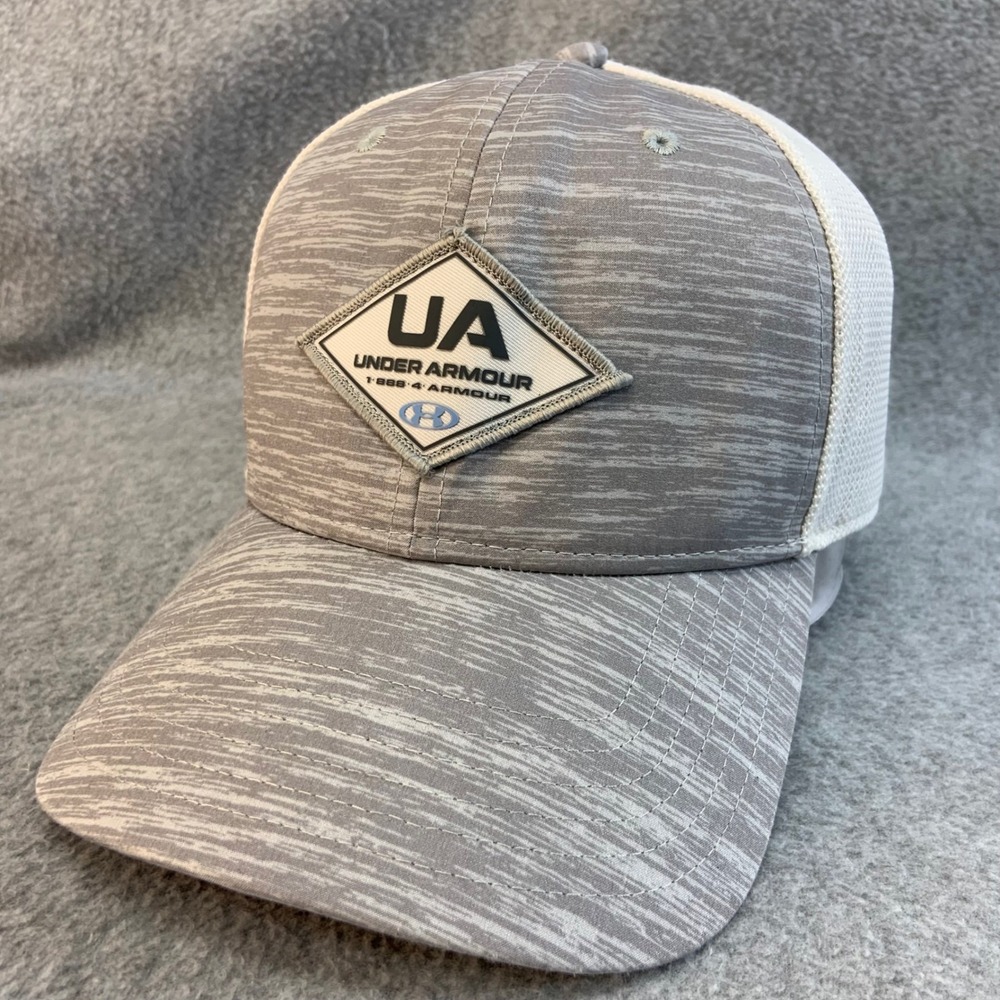 Under Armour UA Diamond Logo Patch Mens Grey Trucker Snapback Hat OSFA